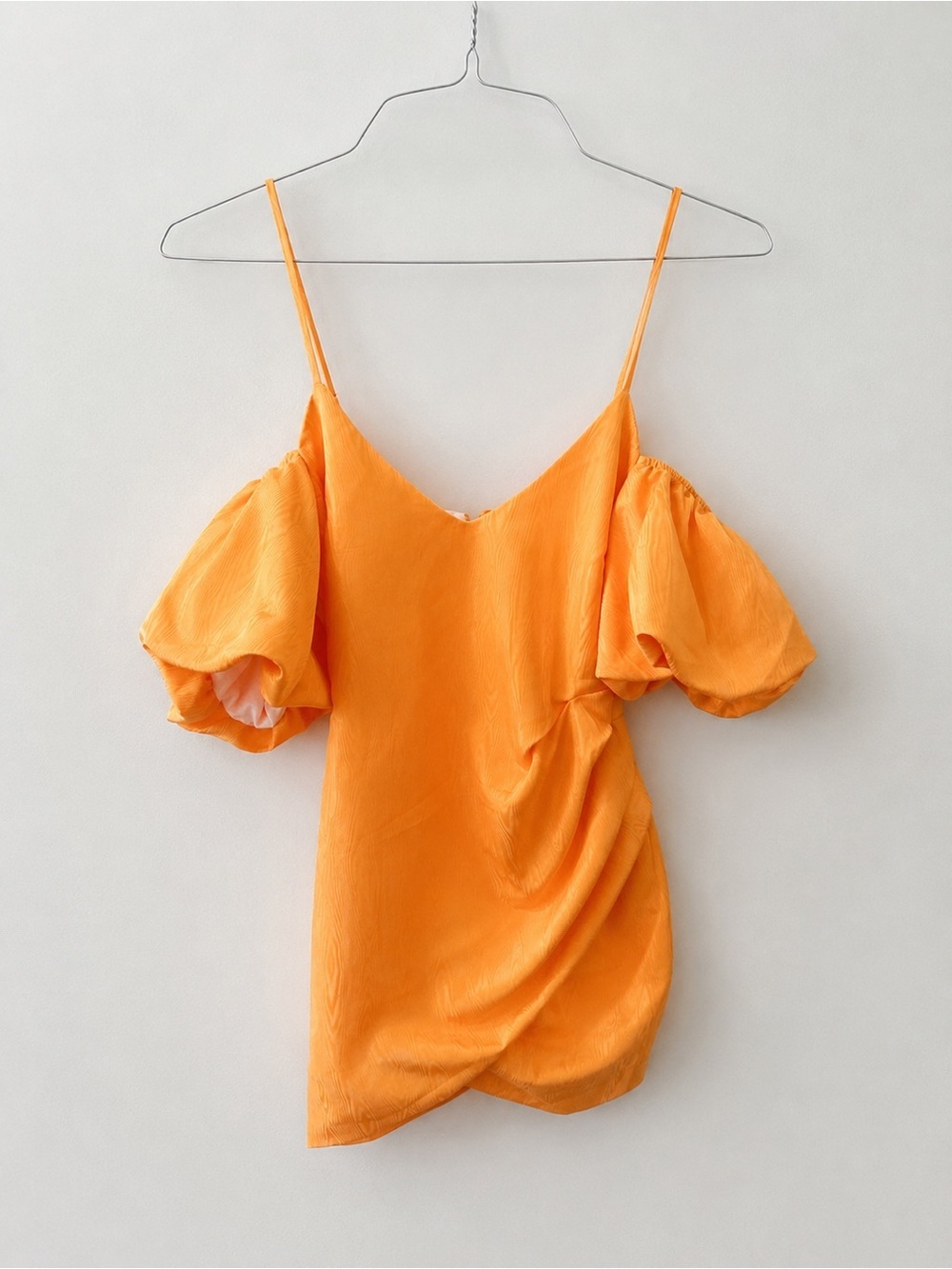 Patrizia Pepe Orange Cold Shoulder Puff Sleeve Mini Dress Size 42
